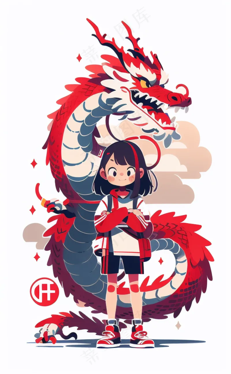 春节龙女孩