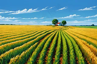 晴朗麦田风景图片