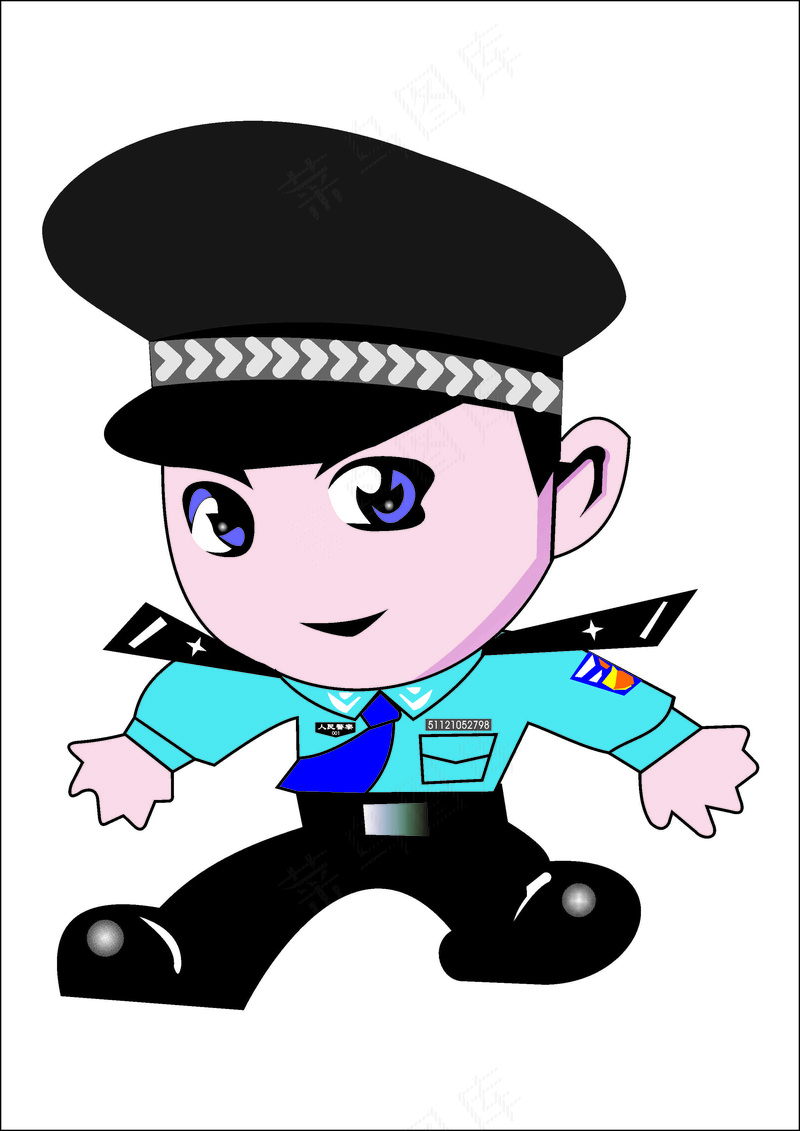 卡通警察1cdr矢量模版下载