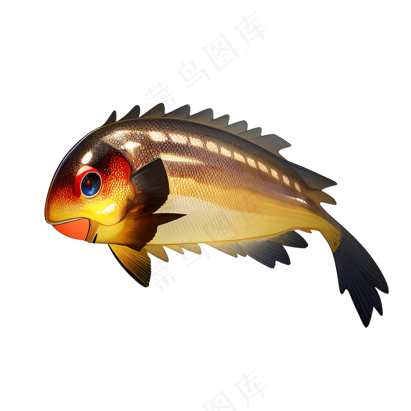 黄色卡通手绘鱼免抠素材40