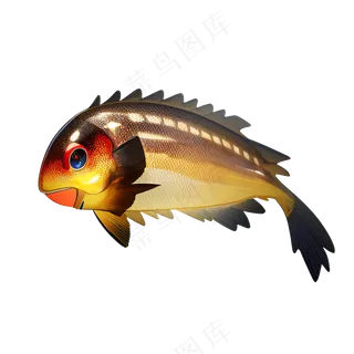 黄色卡通手绘鱼免抠素材40