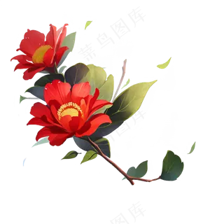 红色 海棠花 手绘 免抠 素材25