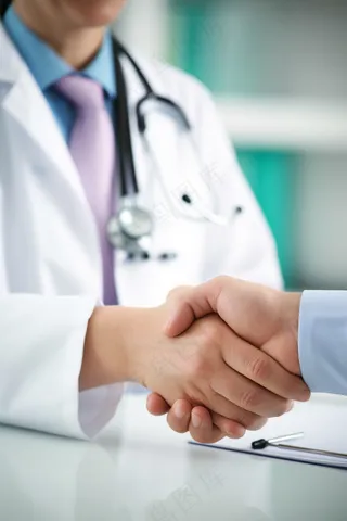 医生合作交流握手摄影图