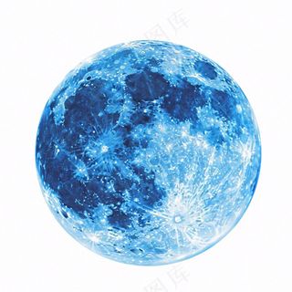 月球月亮蓝色天气卡通插画免抠