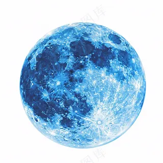 月球月亮蓝色天气卡通插画免抠