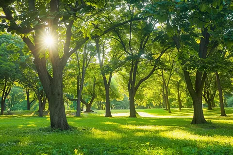 森林公园树木阳光摄影图