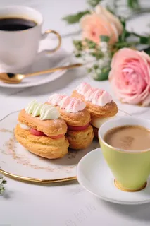 下午茶蛋糕马卡龙甜点摄影图