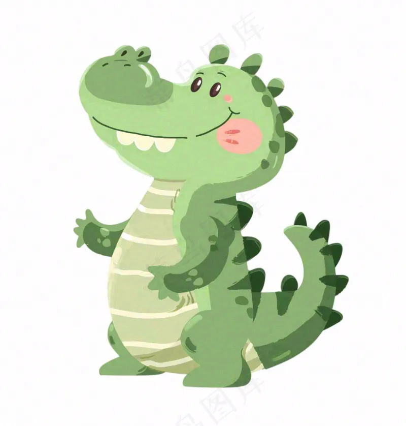 绿色鳄鱼可爱动物卡通插画免抠(1024x1072)