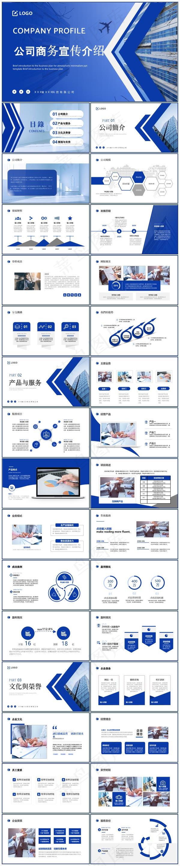 稳重蓝色简约大气商务风公司简介企业介绍