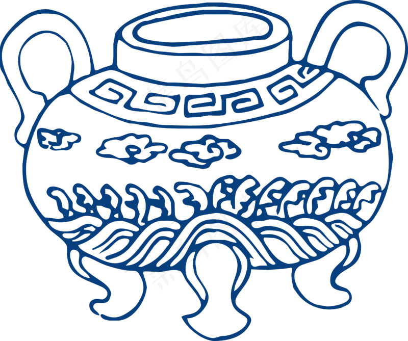 古代青花瓷图案花纹中国风图案祥云纹理传统图腾PNG免扣素材