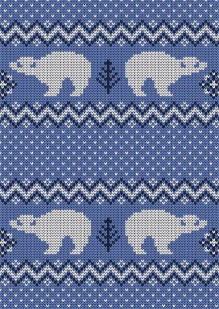 蓝色圣诞元素 小熊毛衣图案