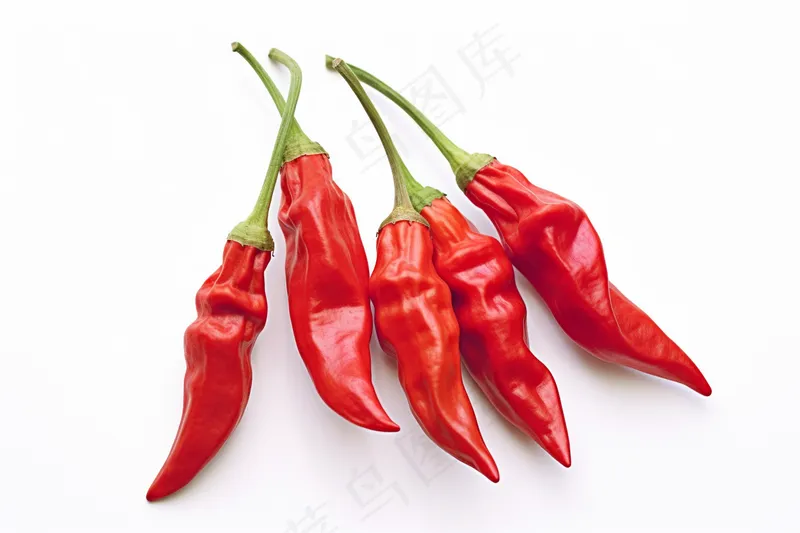 红色干辣椒干货白色背景 摄影图(4032x2688)