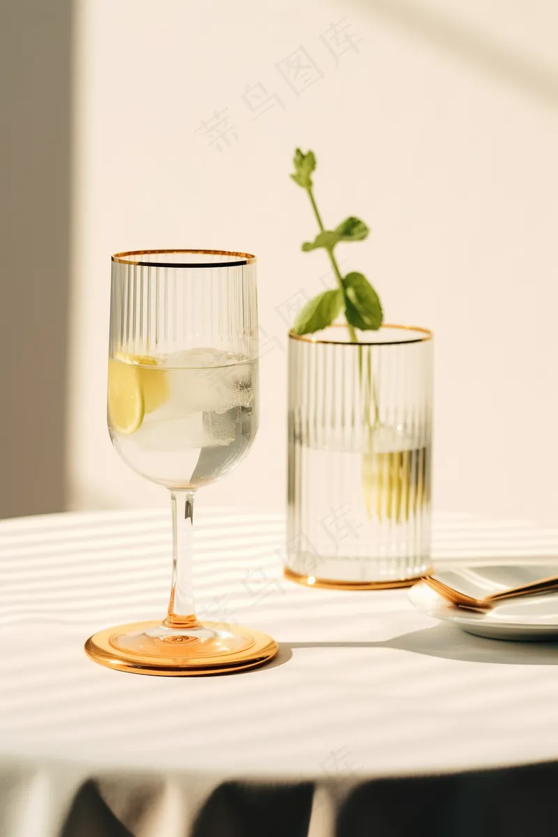 白葡萄酒青柠夏日冰镇饮品摄影图(2688x4032)