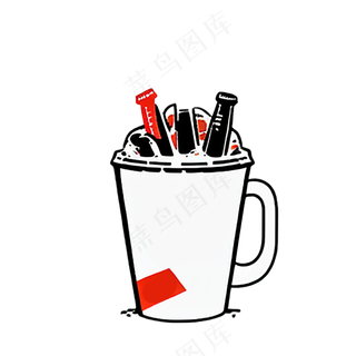 可乐冰块简笔画简约食物饮料