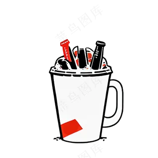 可乐冰块简笔画简约食物饮料