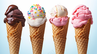 夏日冰淇淋清凉蛋筒甜点摄影图