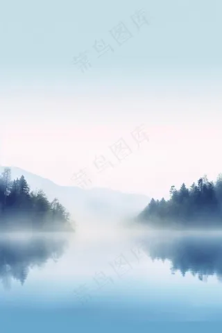 树林冷色雾气背景