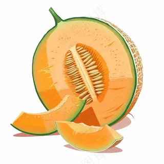哈密瓜水果卡通插画免抠