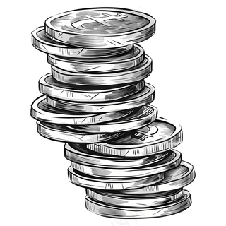 免抠手绘卡通硬币