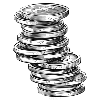 免抠手绘卡通硬币