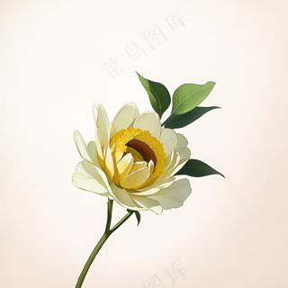 白色黄色手绘新中式风格花植物68