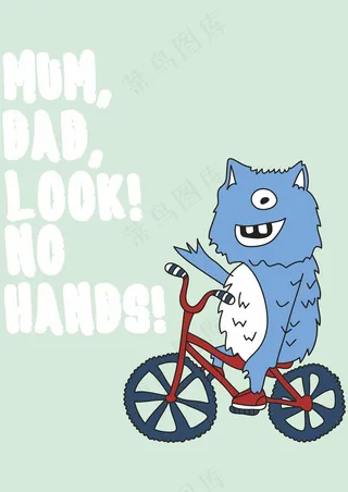 蓝毛独眼怪兽 骑自行车单车