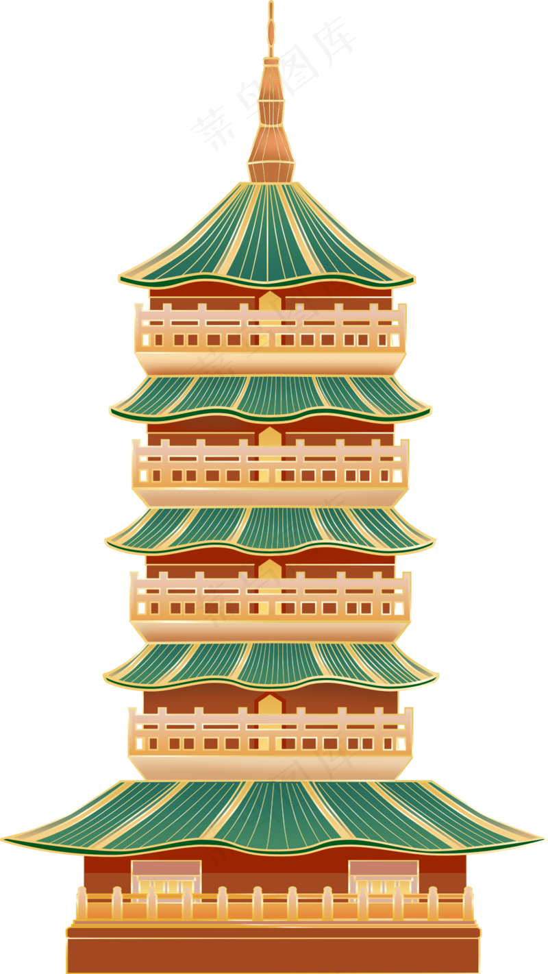 国风鼓楼宝塔素材7psd模版下载