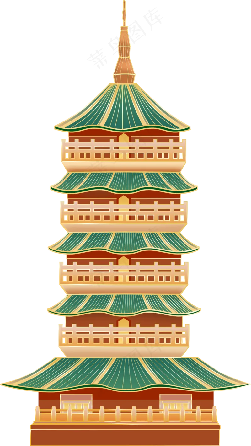 国风鼓楼宝塔素材7psd模版下载