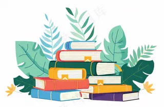 书本阅读植物卡通插画免抠