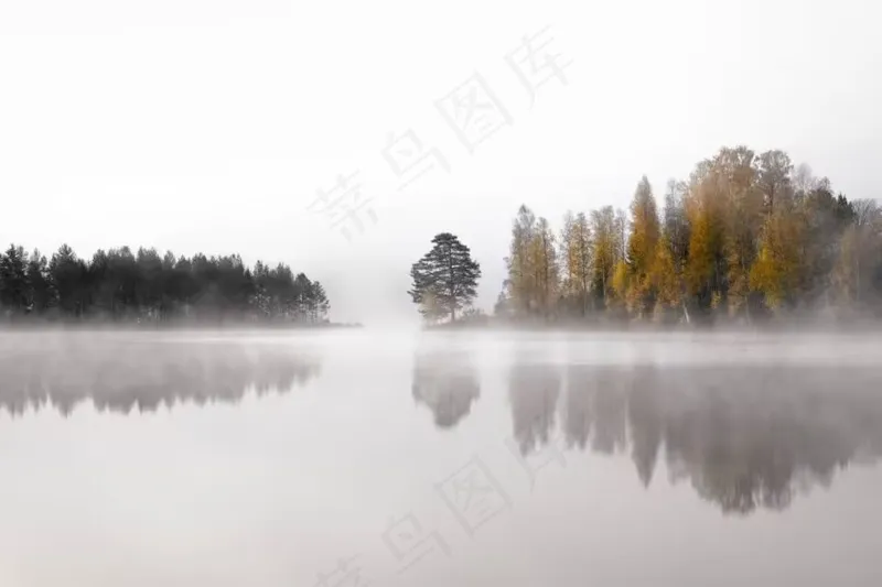 雾中的小湖