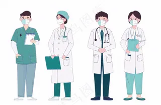 医生一群医务工作者卡通插画免抠