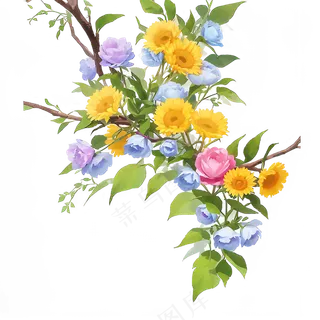 黄色 唯美 手绘 免抠 PNG 花 植物 素材12