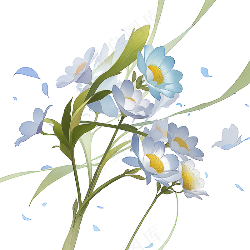 白色手绘兰花植物免抠素材10