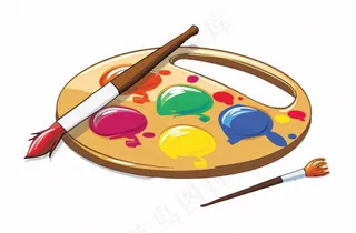 调色盘美术画画卡通插画免抠