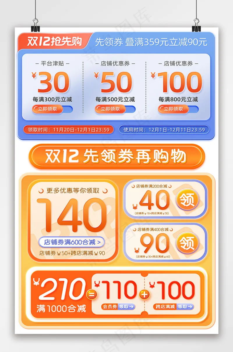 创新电商淘宝优惠券设计psd模版下载