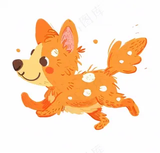 快乐小狗柯基柴犬卡通插画免抠