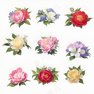 红色黄色粉色玫瑰花免抠素材172