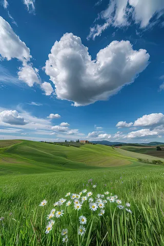 蓝天白云绿草地