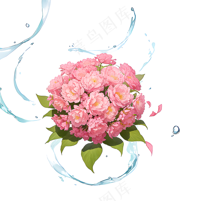 粉色花朵桃花玫瑰免抠素材5