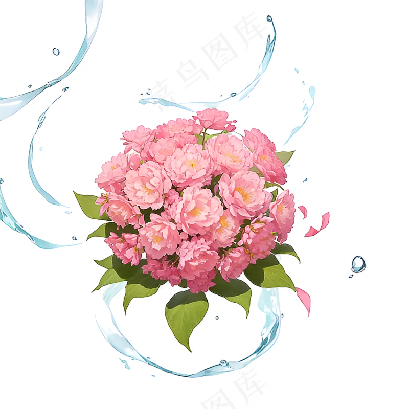 粉色花朵桃花玫瑰免抠素材5