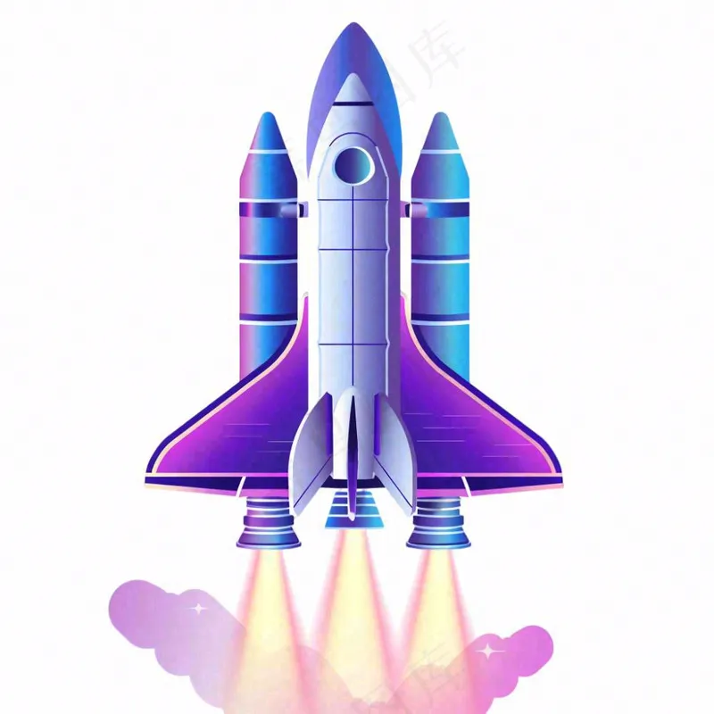火箭太空航空卡通插画免抠(1024x1024)