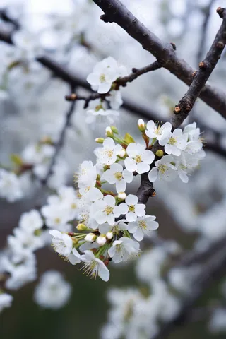 春天盛开的梨花李子花春分摄影图