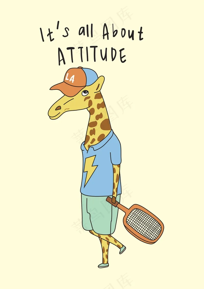 长颈鹿打网球cdr矢量模版下载