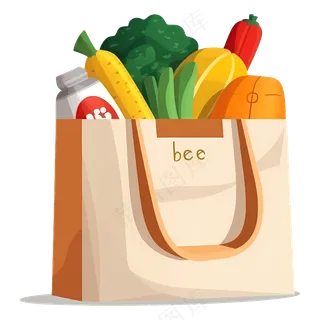 免抠超市蔬菜购物袋