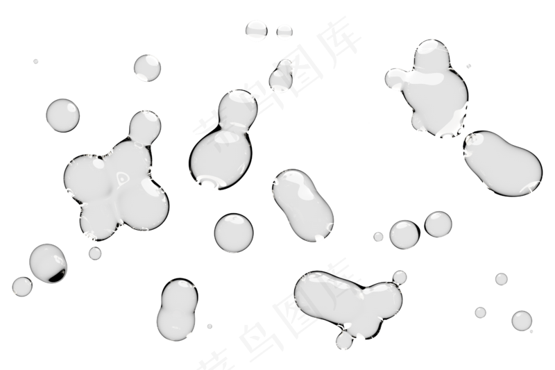 高清日系极简逼真透明水滴液体气泡水珠空气感png免扣素材 (