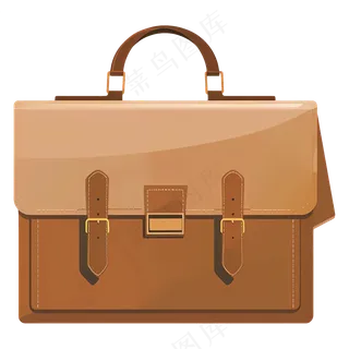 免抠手绘风棕色手提包