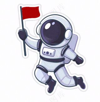 宇航员太空卡通插画免抠