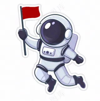 宇航员太空卡通插画免抠