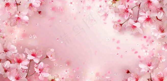 粉色樱花桃花梦幻粉红春天立春春分背景
