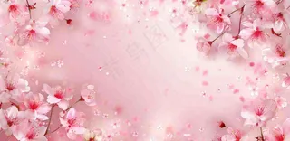 粉色樱花桃花梦幻粉红春天立春春分背景